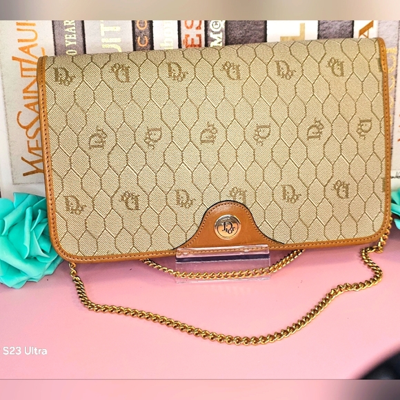 👜 Christian Dior Honeycomb Coated Canvas 2-Way Chain Crossbody/Shoulder Bag 🔥 - Picture 1 of 16